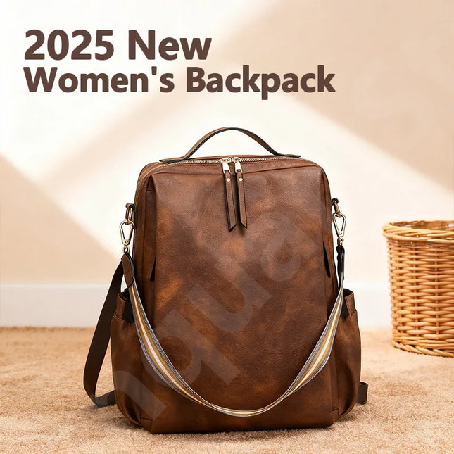 Damen PU-Leder-Rucksack burgund Karabiner