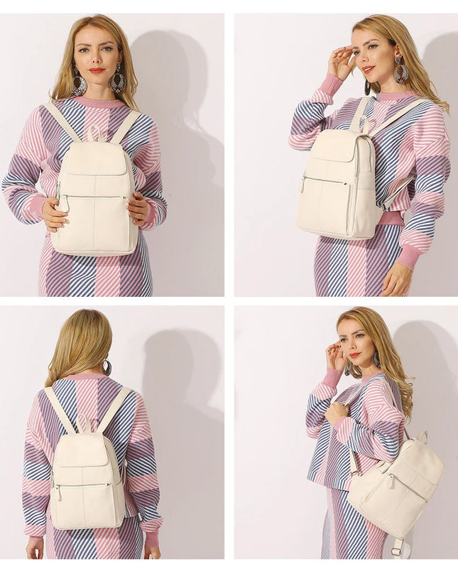 Eleganter Leder-Rucksack Damen lila