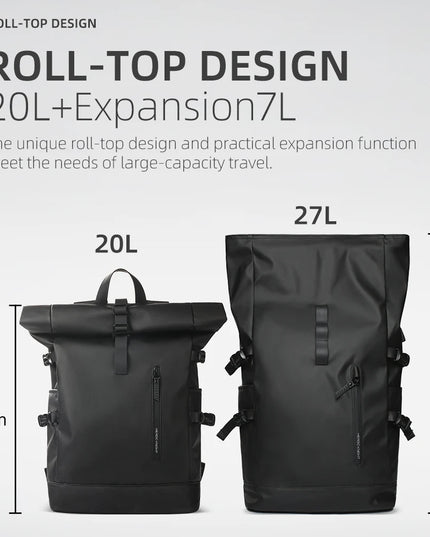 Rolltop Rucksack erweiterbar mit USB