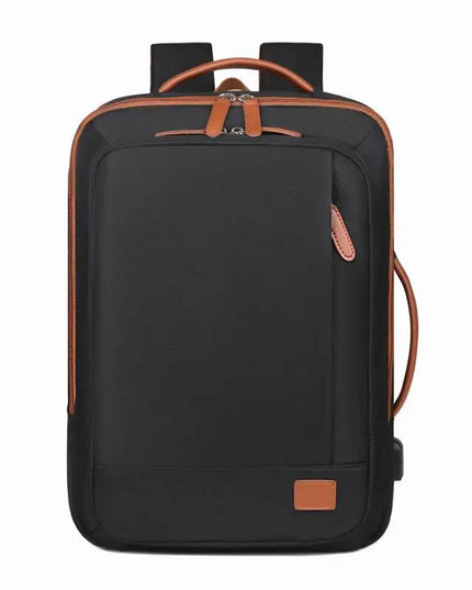 Weisser Business-Rucksack Cognac-Akzente USB