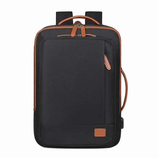 Weisser Business-Rucksack Cognac-Akzente USB
