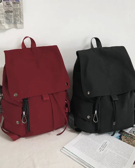 Grosser Nylon-Rucksack Kordelzug rot schwarz