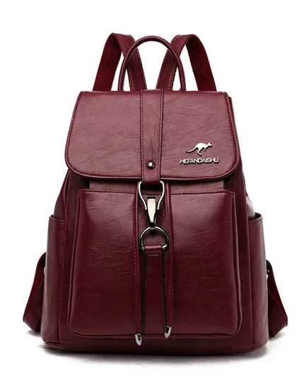 Damen PU-Rucksack burgund mit Kordelzug
