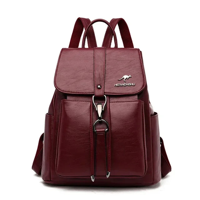 Damen PU-Rucksack burgund mit Kordelzug