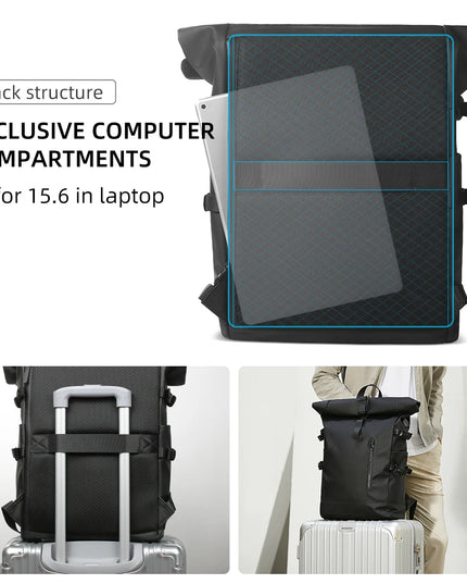 Rolltop Rucksack erweiterbar mit USB
