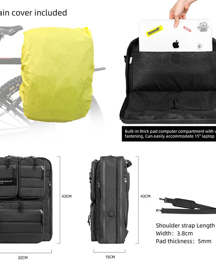 Rhinowalk Fahrrad-Rucksack 25L wasserdicht