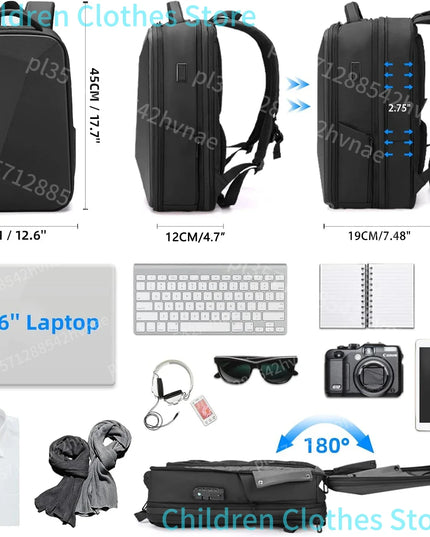 Laptop Rucksack Herren – 15,6 Zoll erweiterbar & wasserdicht