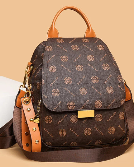 Designer-Rucksack Damen Muster braun gold