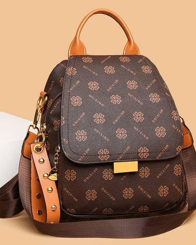 Designer-Rucksack Damen Muster braun gold