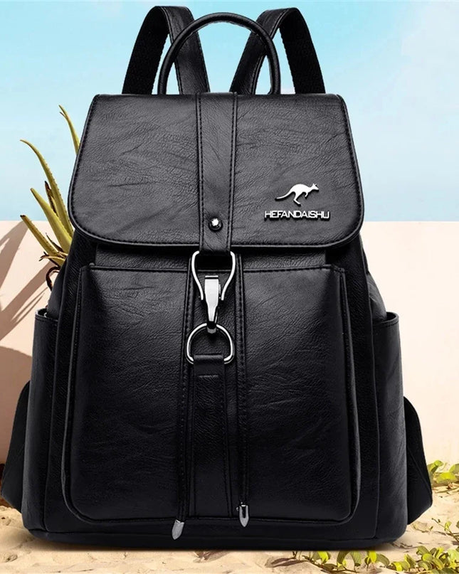 Damen PU-Rucksack burgund mit Kordelzug