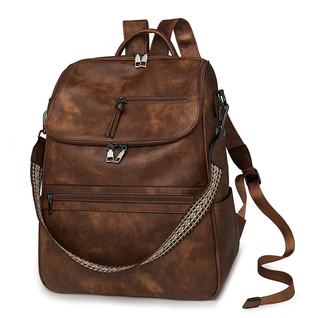 Stilvoller Damen-Rucksack 15 Zoll PU braun