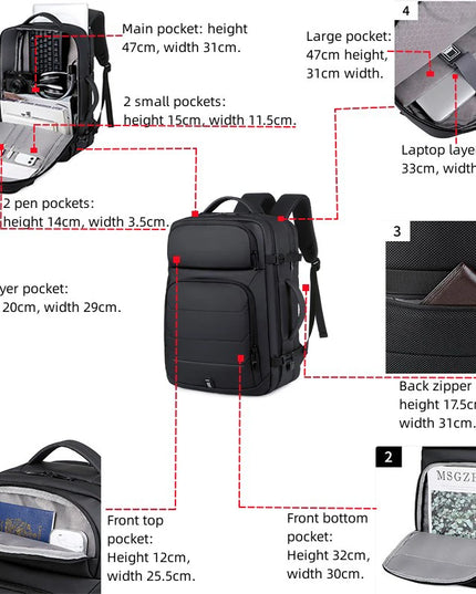 Erweiterbarer Rucksack 17 Zoll mit 4 Fächern