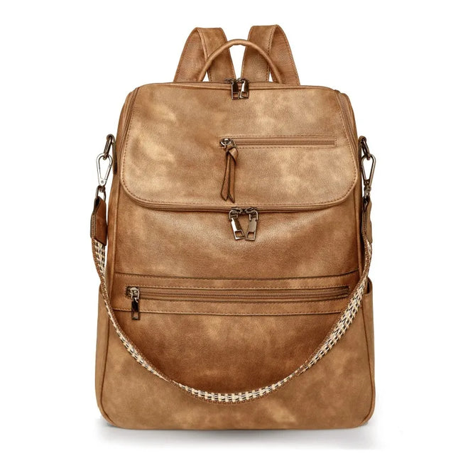 Stilvoller Damen-Rucksack 15 Zoll PU braun