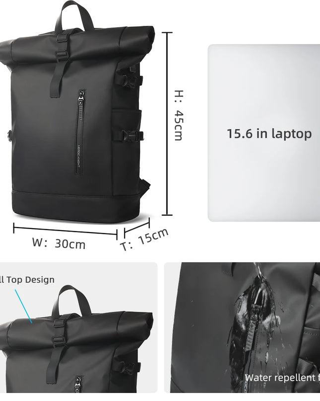 Rolltop Rucksack erweiterbar mit USB