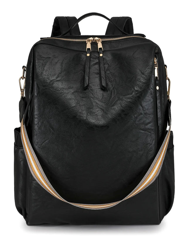 Damen PU-Leder-Rucksack burgund Karabiner