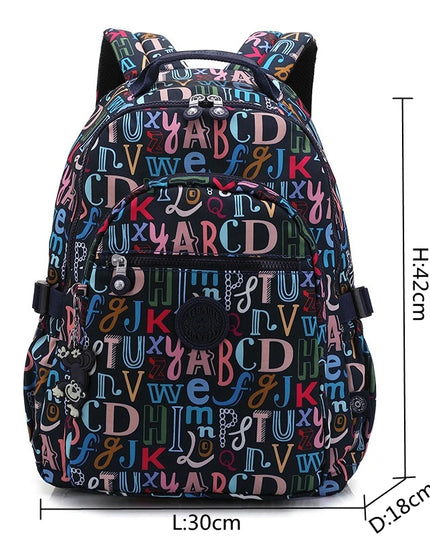 Bunter Schulrucksack mit Buchstaben 16 Zoll