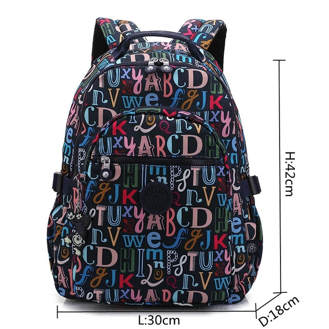 Bunter Schulrucksack mit Buchstaben 16 Zoll