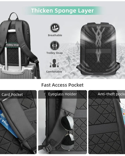 Laptop Rucksack 15.6 Zoll Herren mit USB-Port – HK Slim
