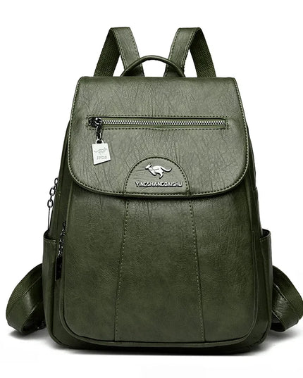 Vintage Damen-Rucksack PU braun mit Badge