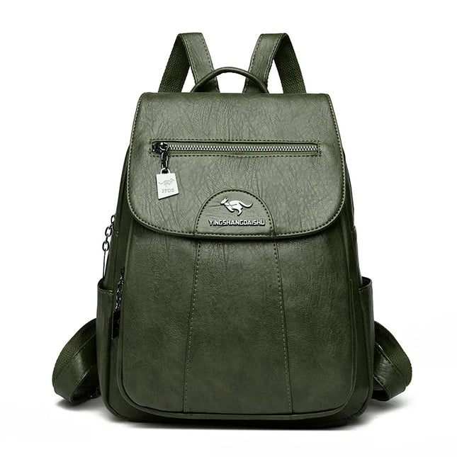 Vintage Damen-Rucksack PU braun mit Badge