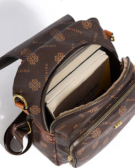 Designer-Rucksack Damen Muster braun gold