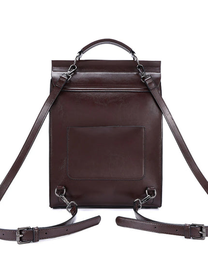 Echtleder Rucksack Damen mit Schnallen braun