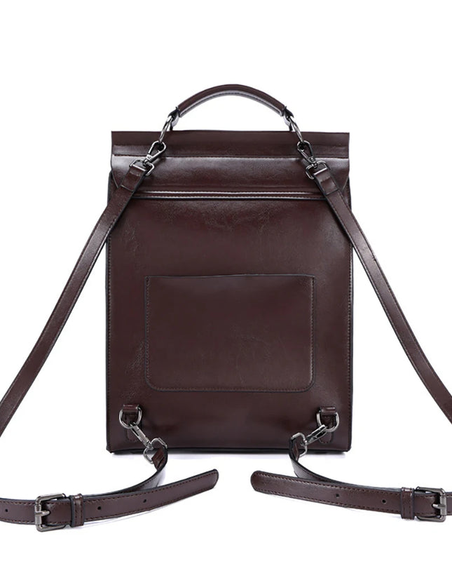 Echtleder Rucksack Damen mit Schnallen braun