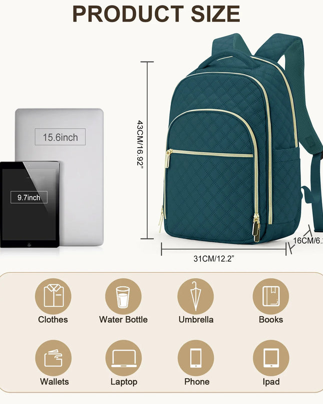 Gesteppter Damen-Rucksack tuerkis mit Gold