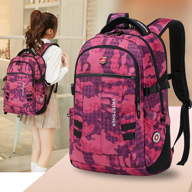 Damen Camouflage-Rucksack 17 Zoll pink