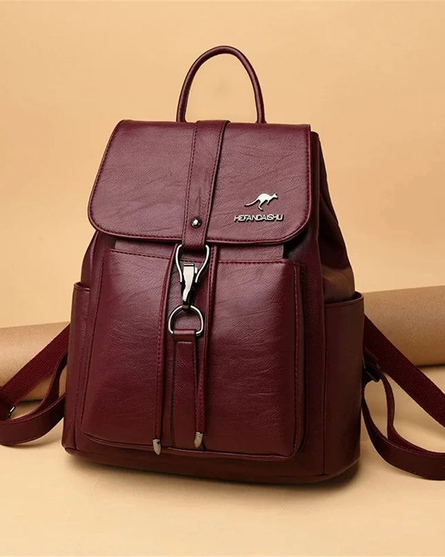 Damen PU-Rucksack burgund mit Kordelzug