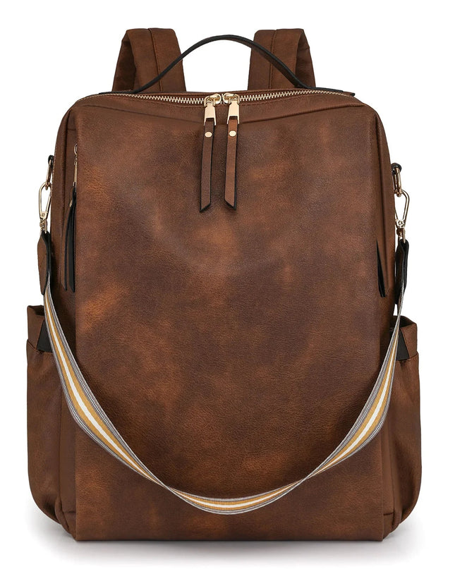 Damen PU-Leder-Rucksack burgund Karabiner