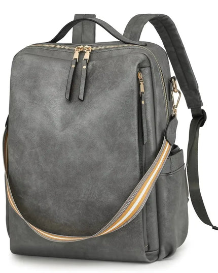 Damen PU-Leder-Rucksack burgund Karabiner