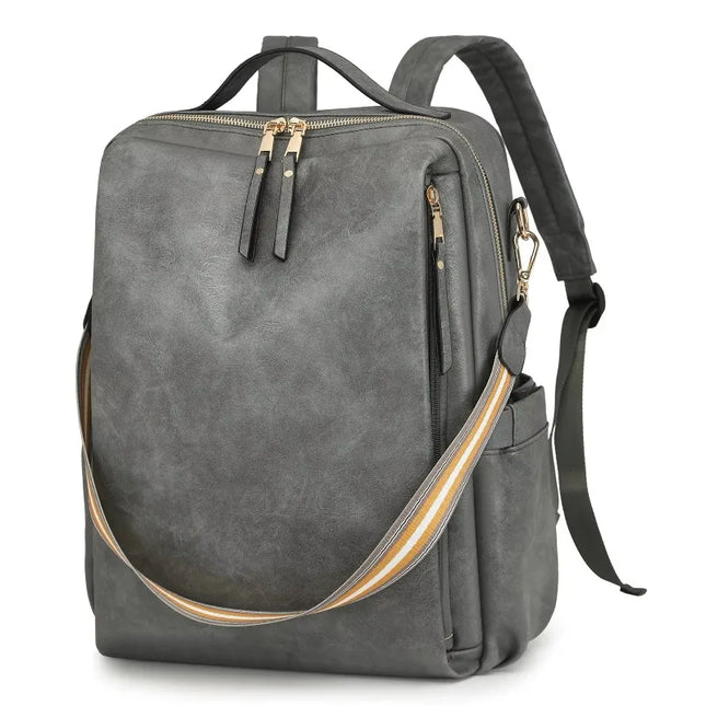 Damen PU-Leder-Rucksack burgund Karabiner