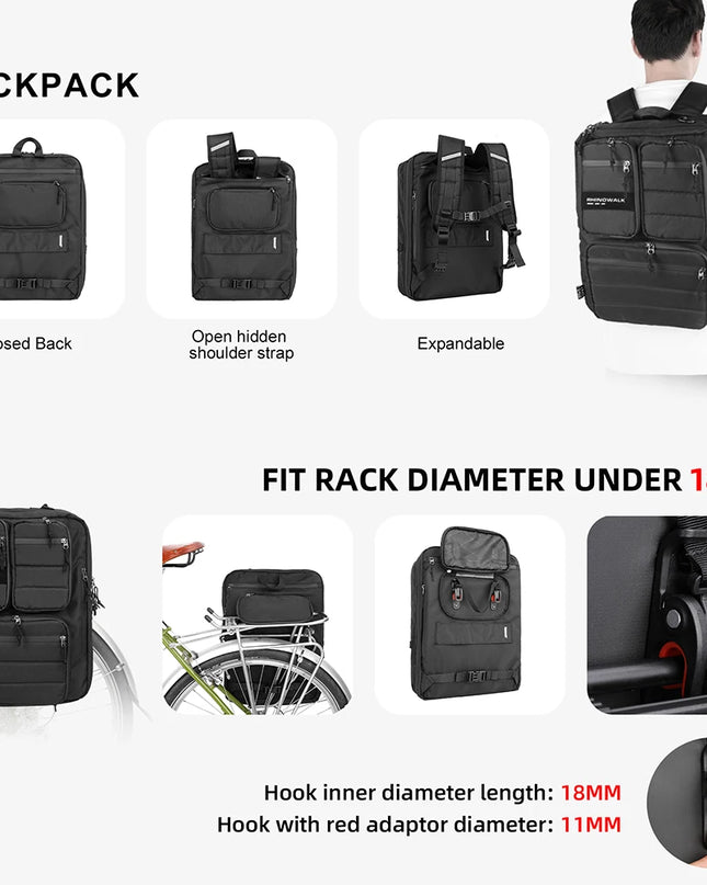Rhinowalk Fahrrad-Rucksack 25L wasserdicht