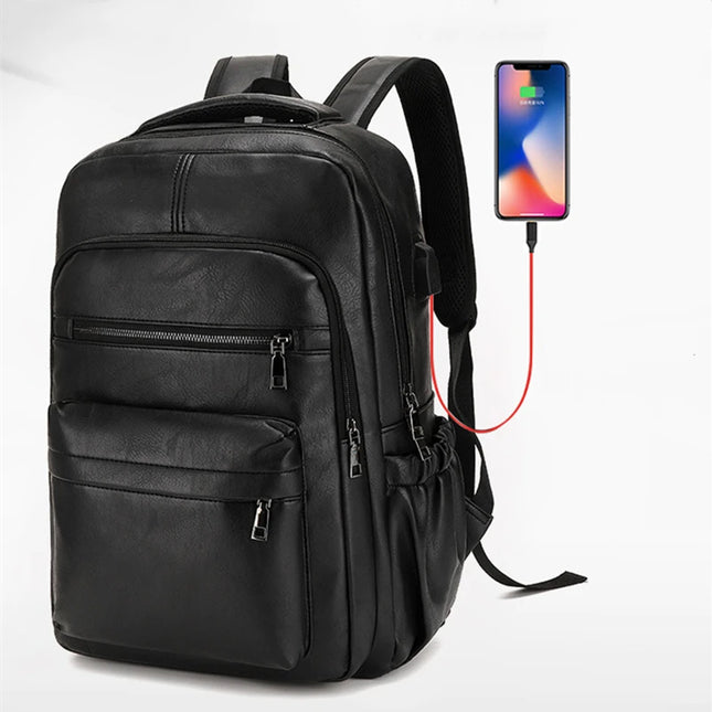 Leder-Rucksack Herren mit USB-Port