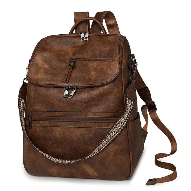 Distressed Damen-Rucksack braun Crossbody