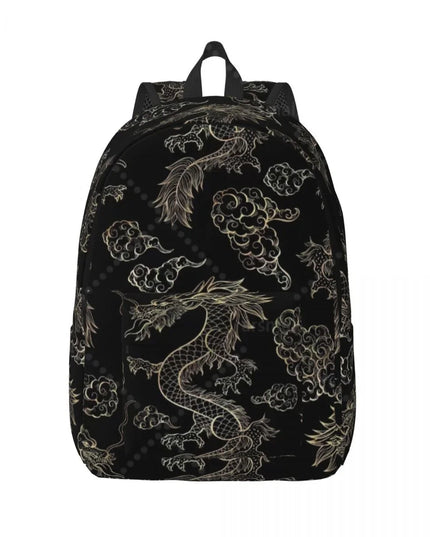 Vintage Rucksack Drachen-Muster schwarz