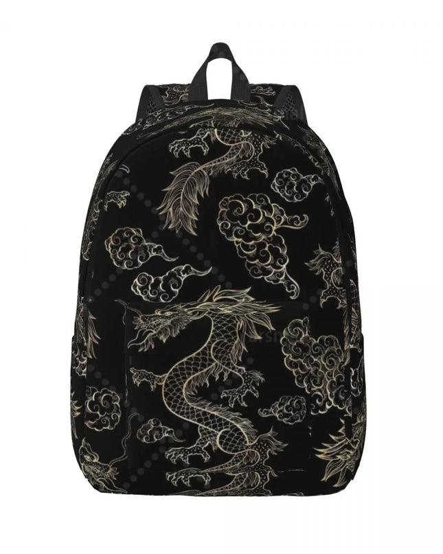 Vintage Rucksack Drachen-Muster schwarz
