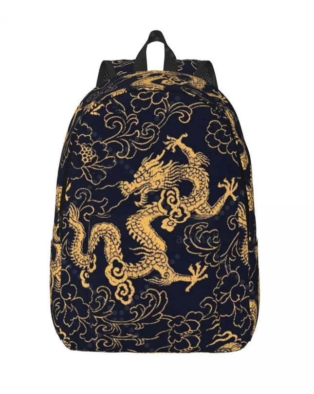 Vintage Rucksack Drachen-Muster schwarz
