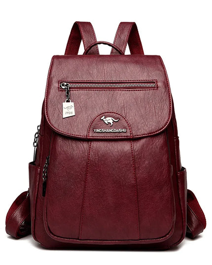 Vintage Damen-Rucksack PU braun mit Badge