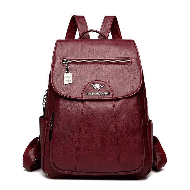 Vintage Damen-Rucksack PU braun mit Badge