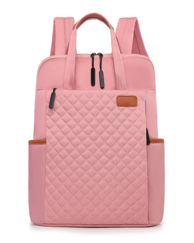 Gesteppter Damen-Rucksack schwarz cognac