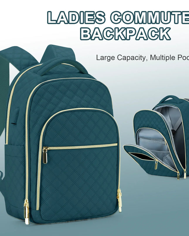 Gesteppter Damen-Rucksack tuerkis mit Gold