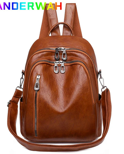 Kleiner Crossbody-Rucksack Damen PU braun