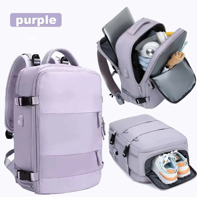 Damen Reise-Rucksack lila mit Schuhfach
