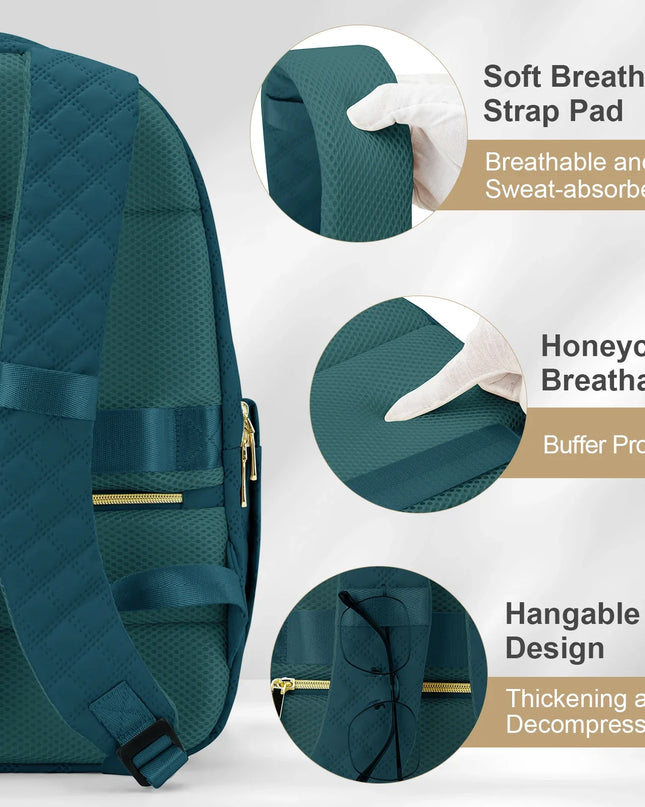 Gesteppter Damen-Rucksack tuerkis mit Gold