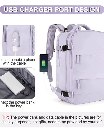 Damen Reise-Rucksack lila mit Schuhfach