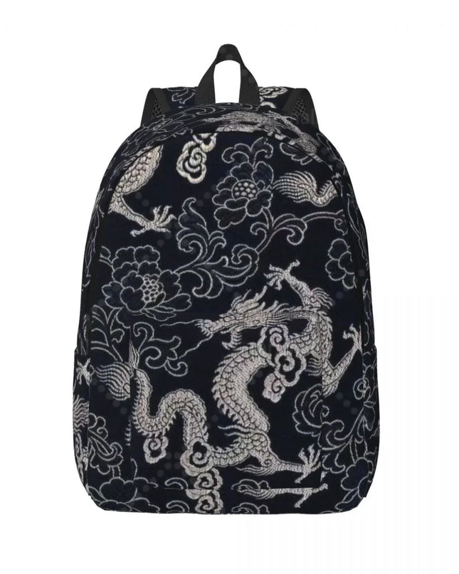 Vintage Rucksack Drachen-Muster schwarz