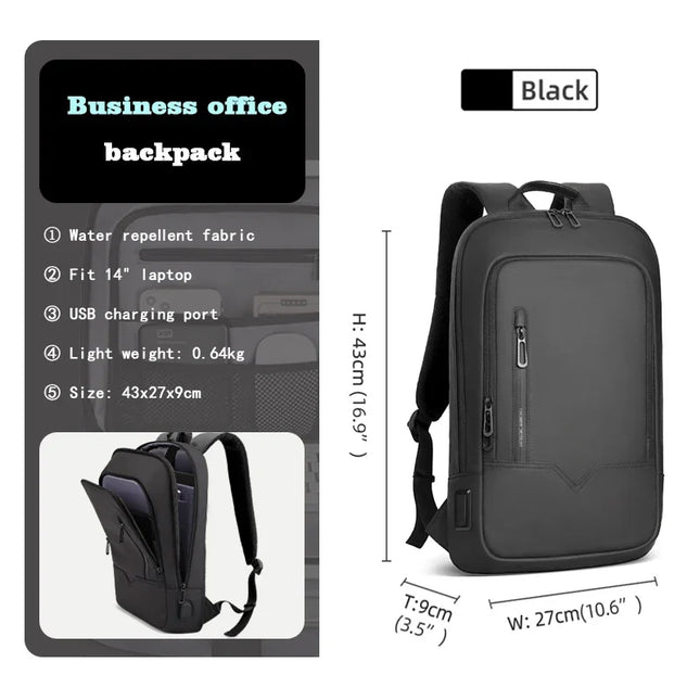 Slim Rucksack 15 Zoll blau wasserdicht