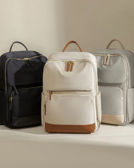Eleganter Damen-Rucksack creme 15 Zoll gold